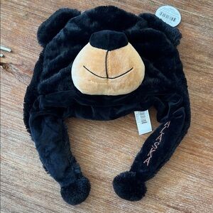 Plush Black Bear Hat for Kids